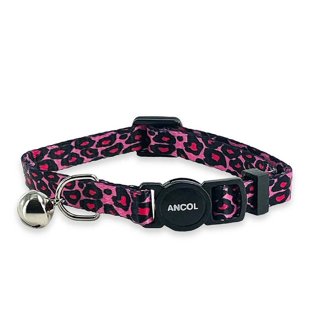 Pink leopard print cat collar